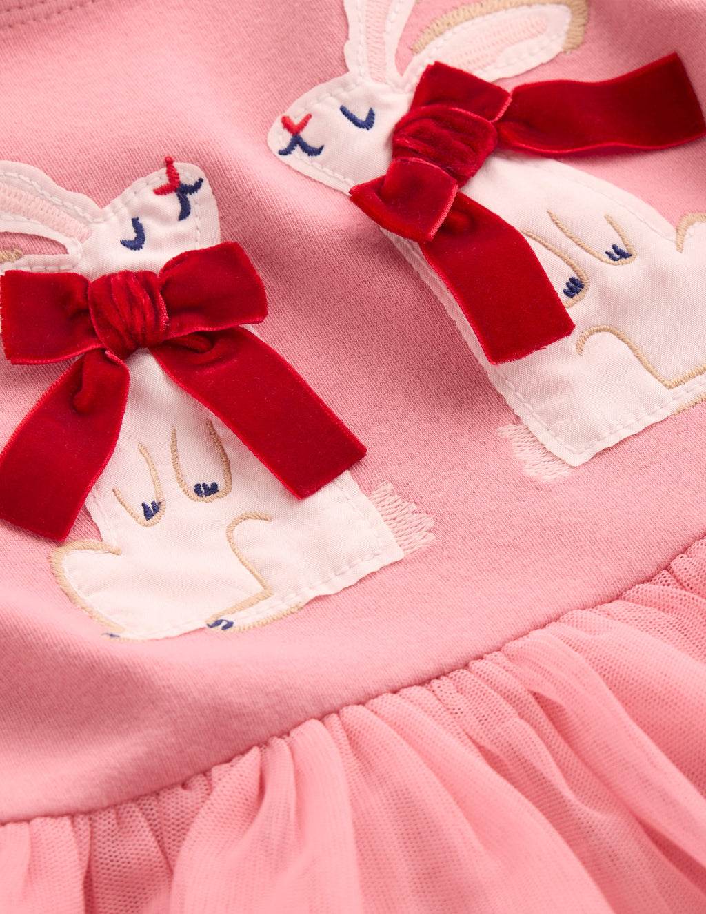 Appliqué Tulle Dress-Bubblegum Pink Bunnies