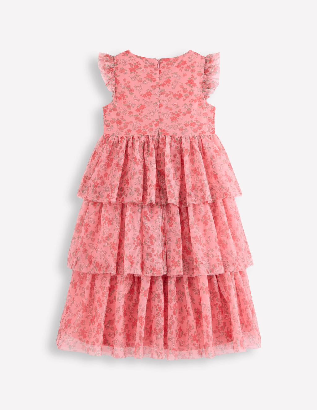 Heart Tulle Dress-Salmon Pink Meadow Floral