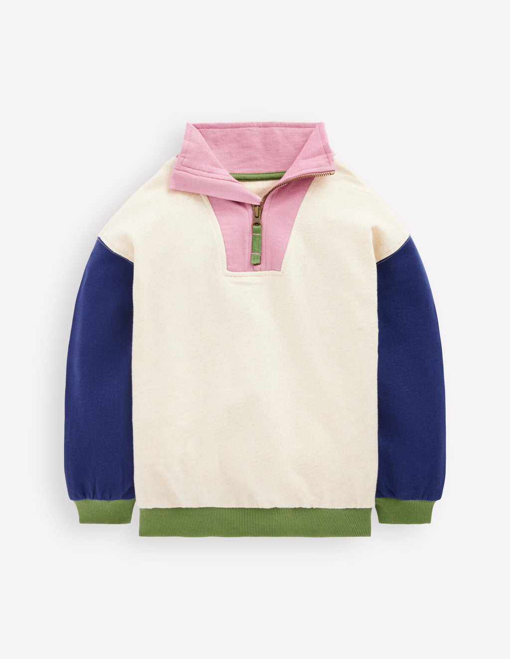 Half-zip Sweatshirt-Oatmeal Marl Colourblock