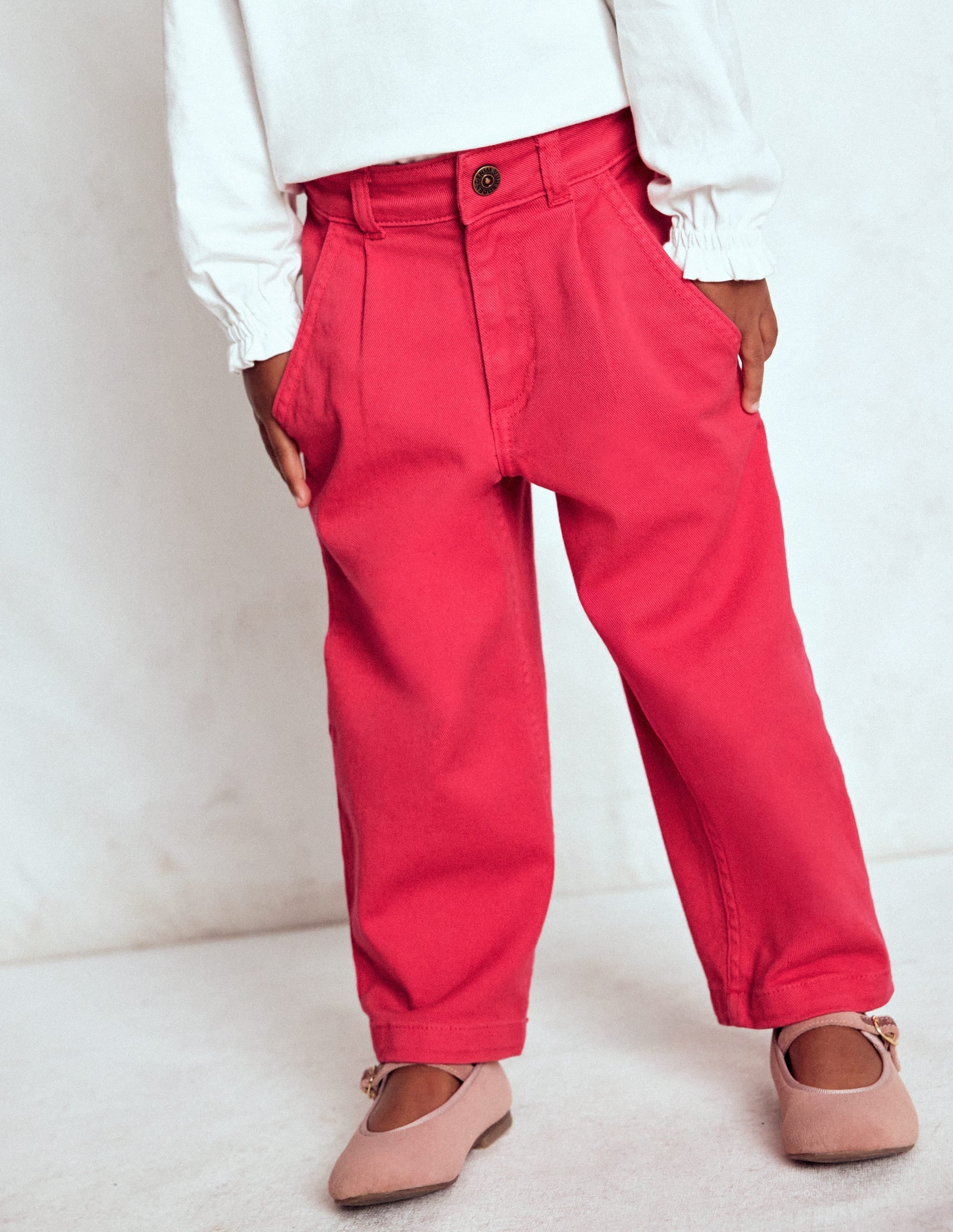 Pleat Jeans-Raspberry Pink