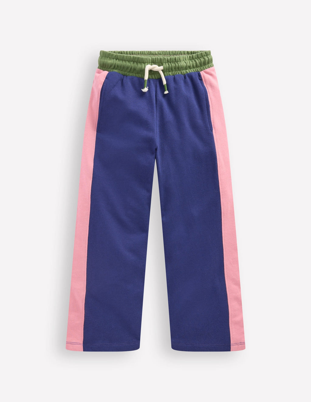 Wide Leg Sweatpants-Starboard Blue Colourblock