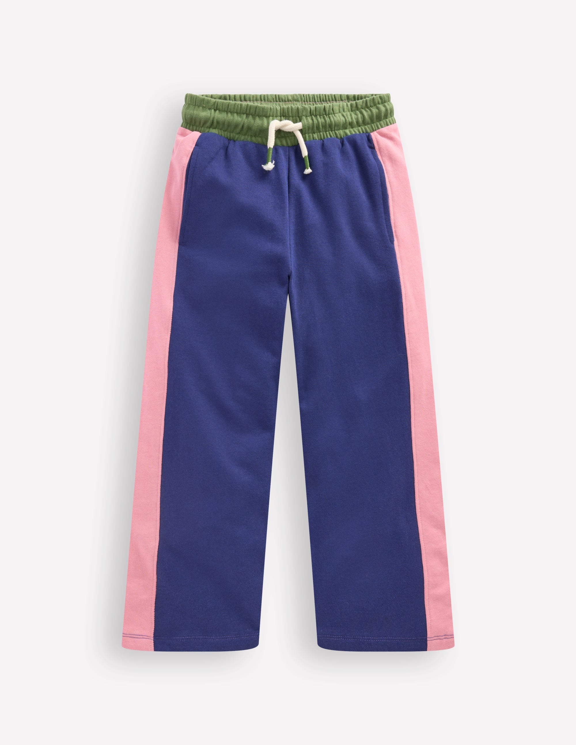 Wide Leg Sweatpants-Starboard Blue Colourblock