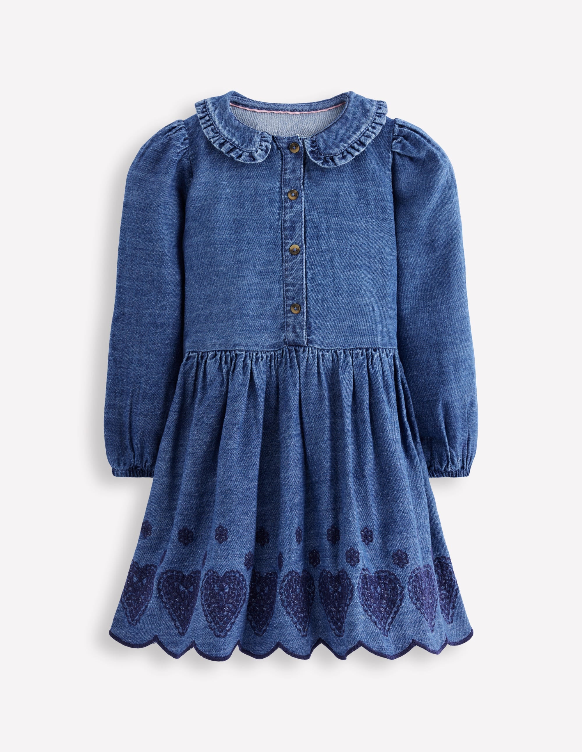 Pretty Shirt Dress-Mid Vintage Broderie Hearts