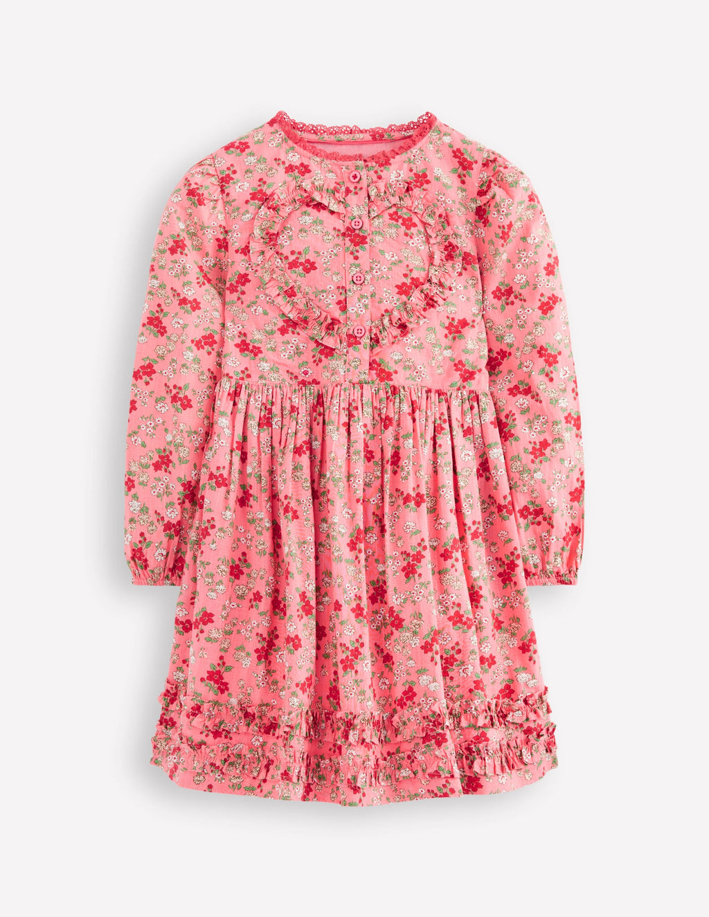 Pretty Interest Shirt Dress-Salmon Pink Meadow Floral
