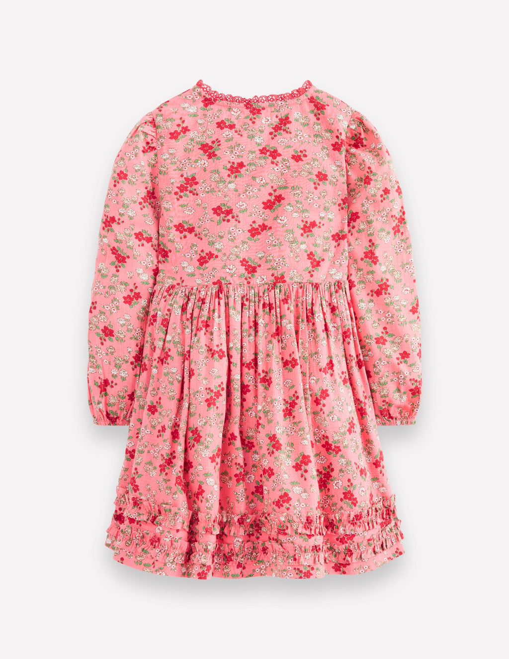 Pretty Interest Shirt Dress-Salmon Pink Meadow Floral