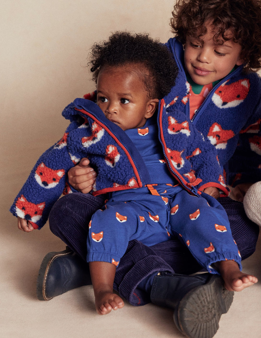 Boys Novelty Cosy Borg Jacket-Blue Foxes