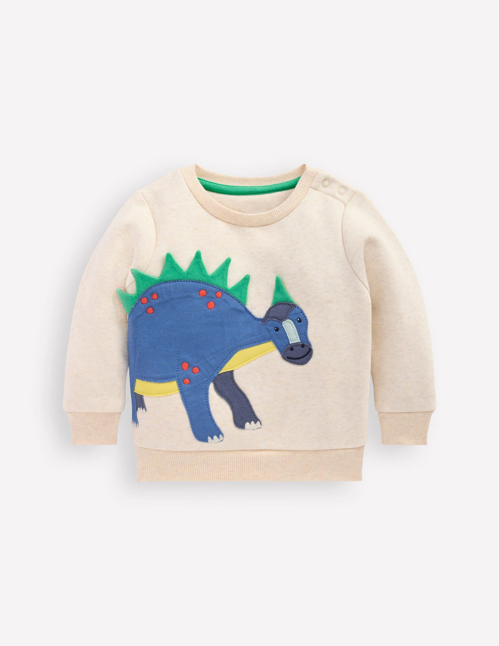 Boys Appliqué Sweatshirt-Oatmeal Marl Dinosaur