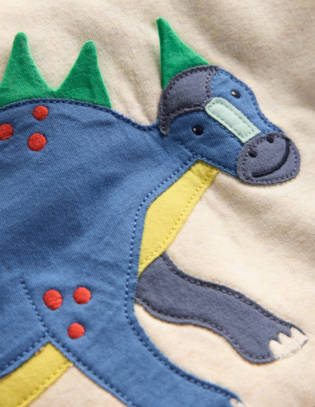 Boys Appliqué Sweatshirt-Oatmeal Marl Dinosaur