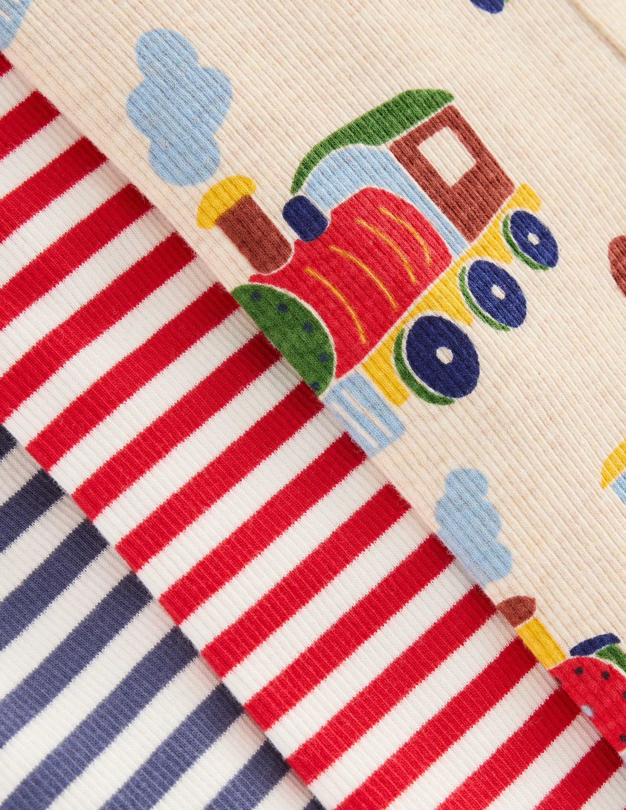 3-pack Rib Leggings-Oatmeal Marl Trains