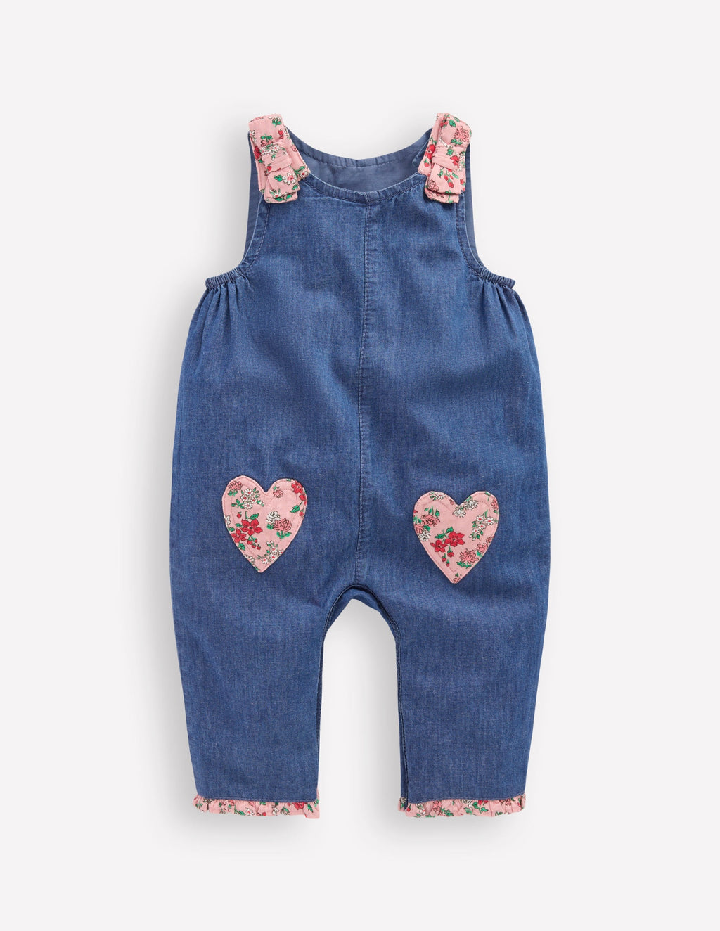 Chambray Romper-Chambray Floral Hearts