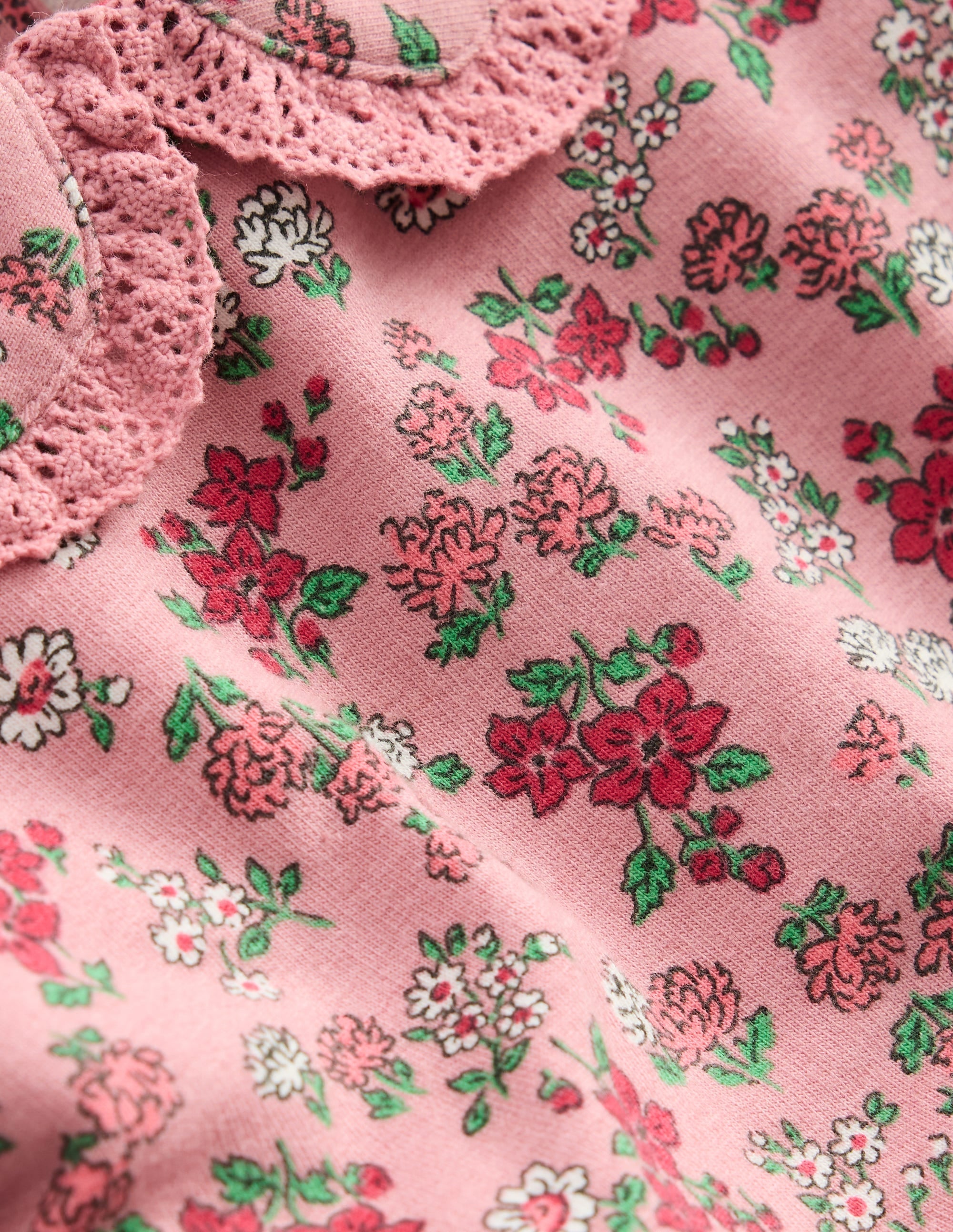 Pretty Collar Sweat Set-Pink Floral