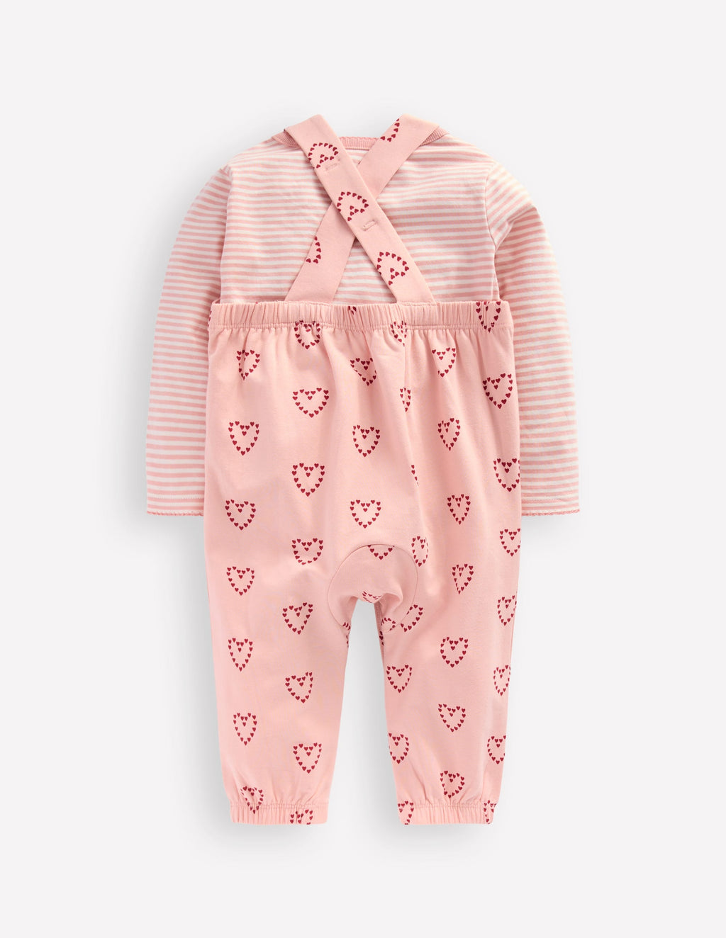 Jersey Dungaree Set-Pink Hearts