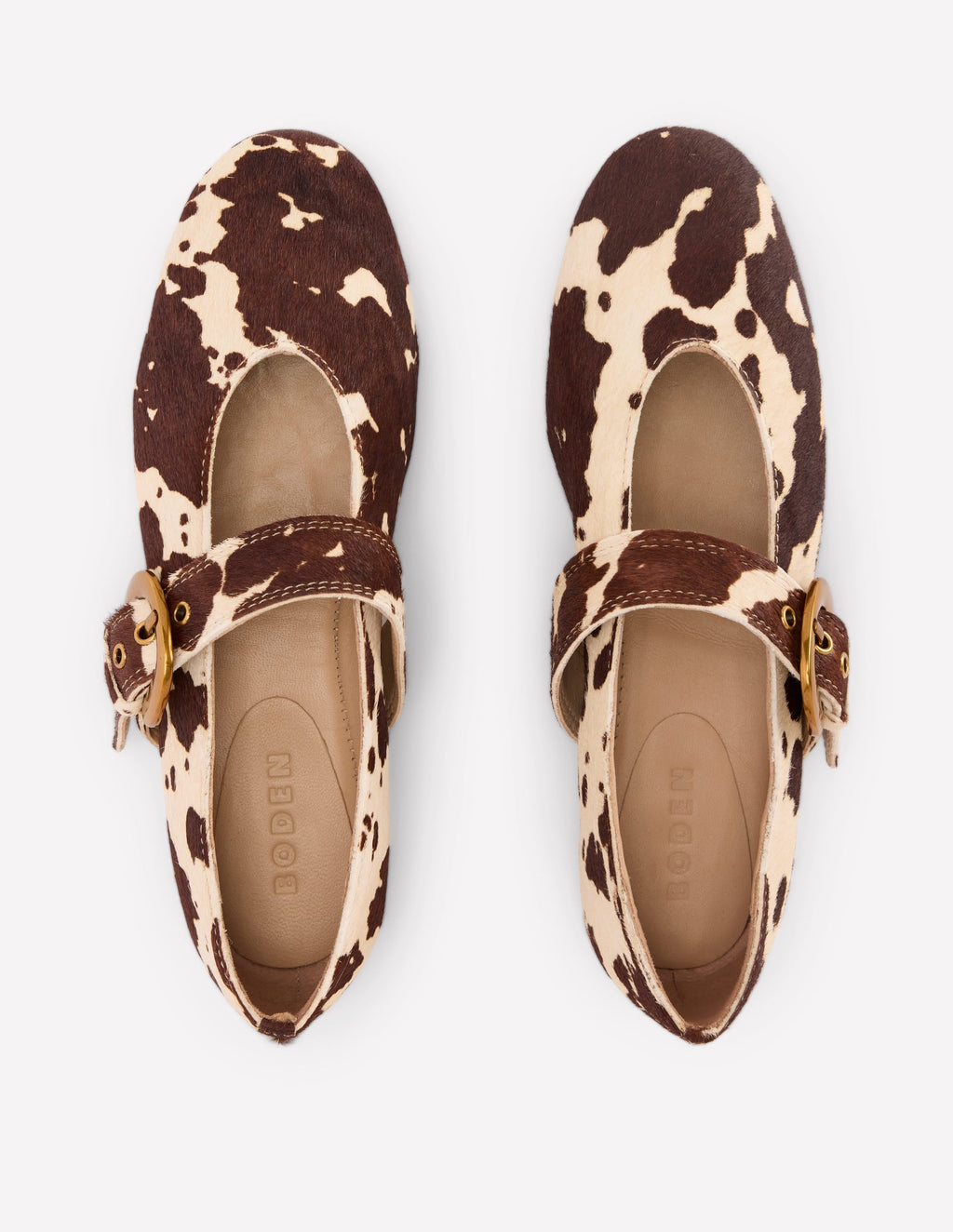 Kylie Flat Buckle Mary Janes-Brown/Ivory