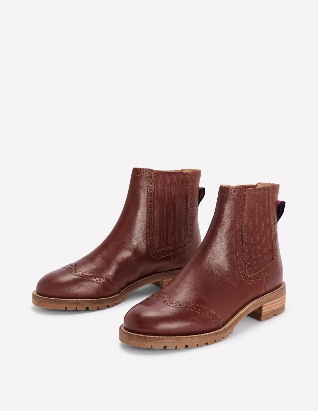 Brogue Detail Chelsea Boots-Tan