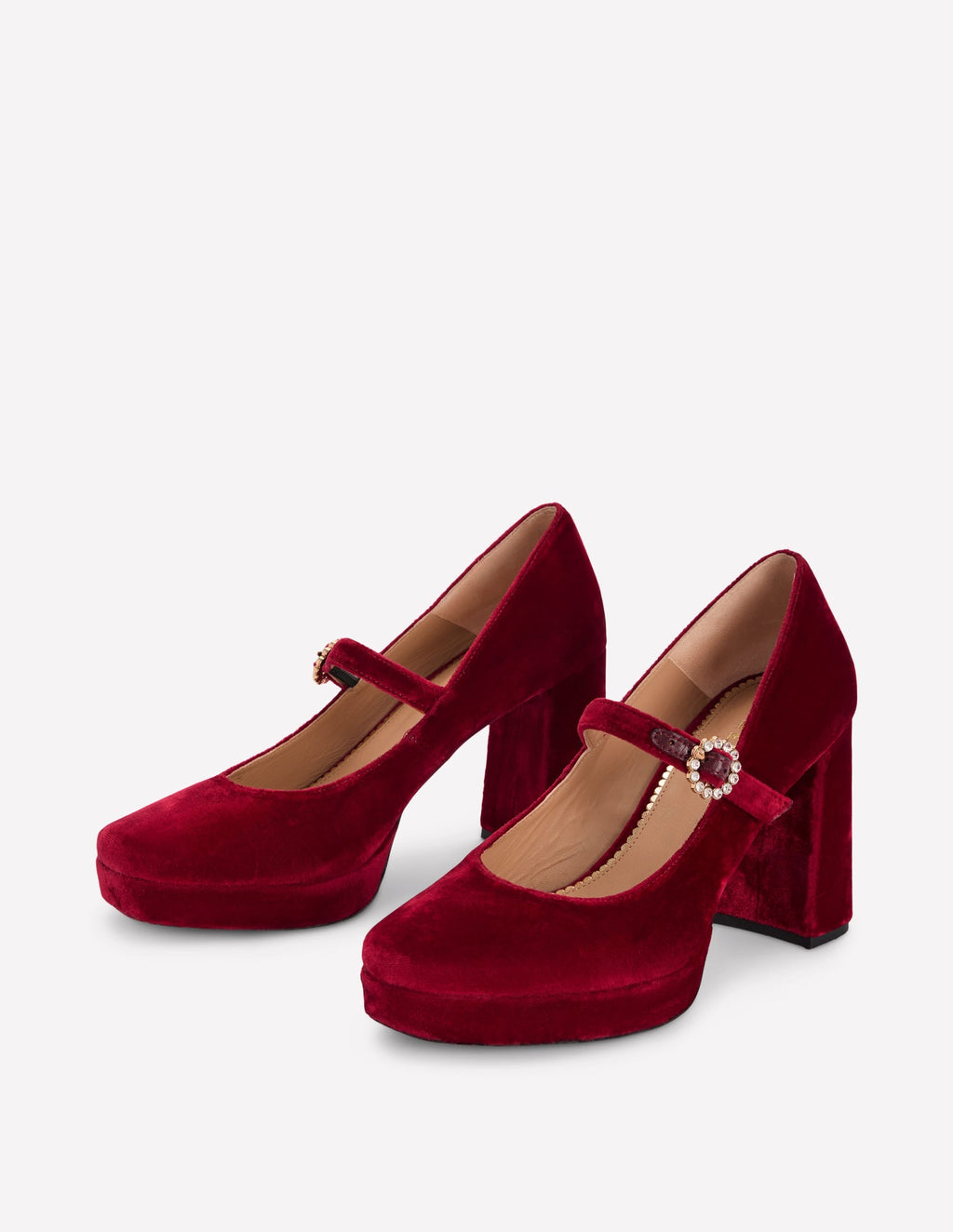 Platform Mary Janes-Ruby Red