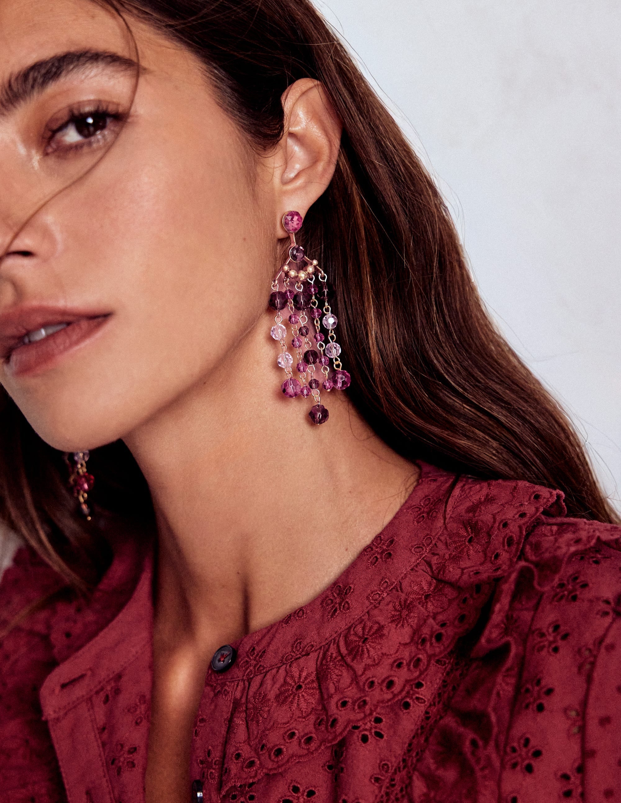 Waterfall Drop Earrings-Purple