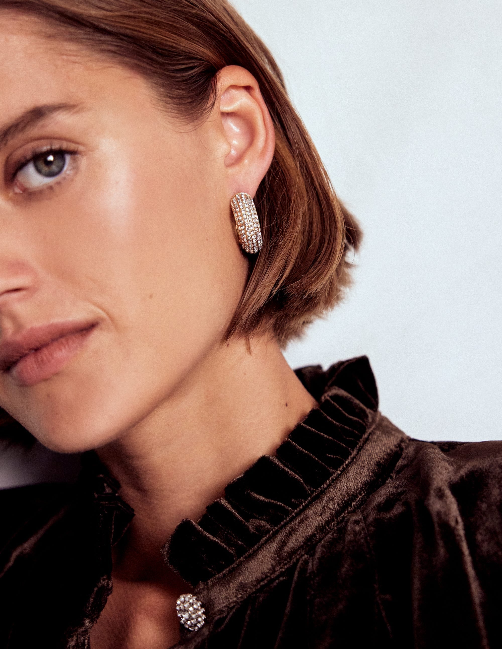 Pave Sparkle Hoops-Silver