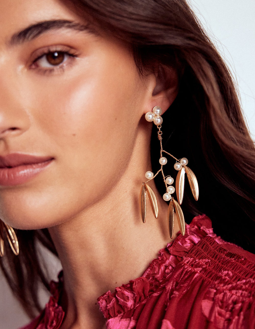 Festive Metal Earrings-Pearl