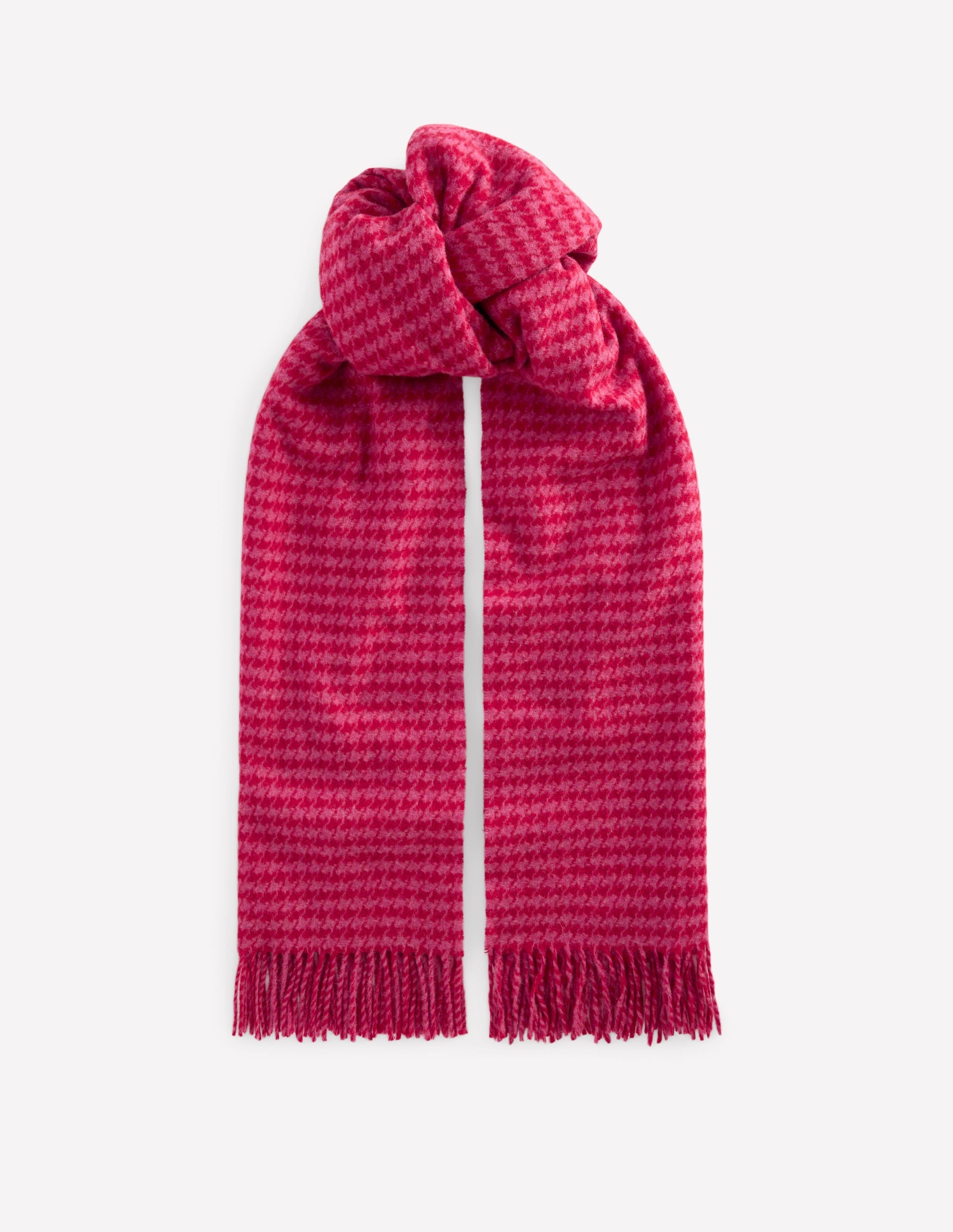 Houndstooth Blanket Scarf-Pink/Red