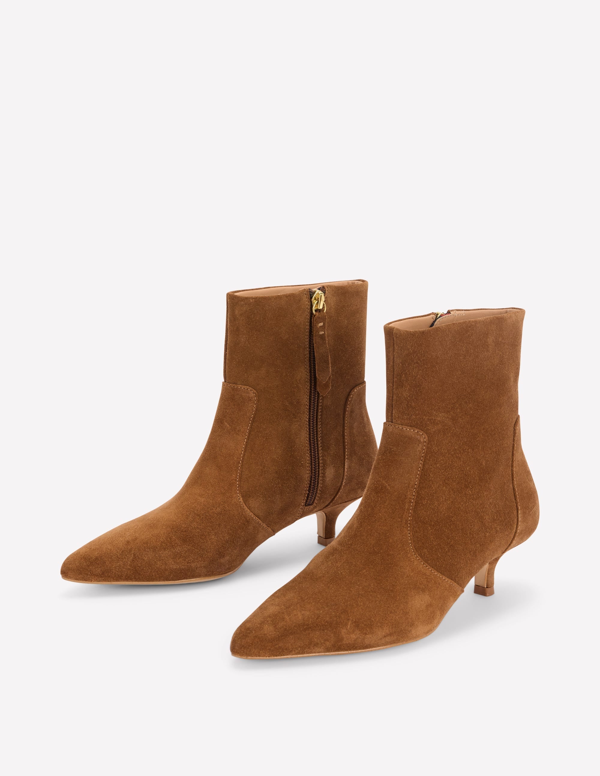 Kitten Ankle Boots-Cognac