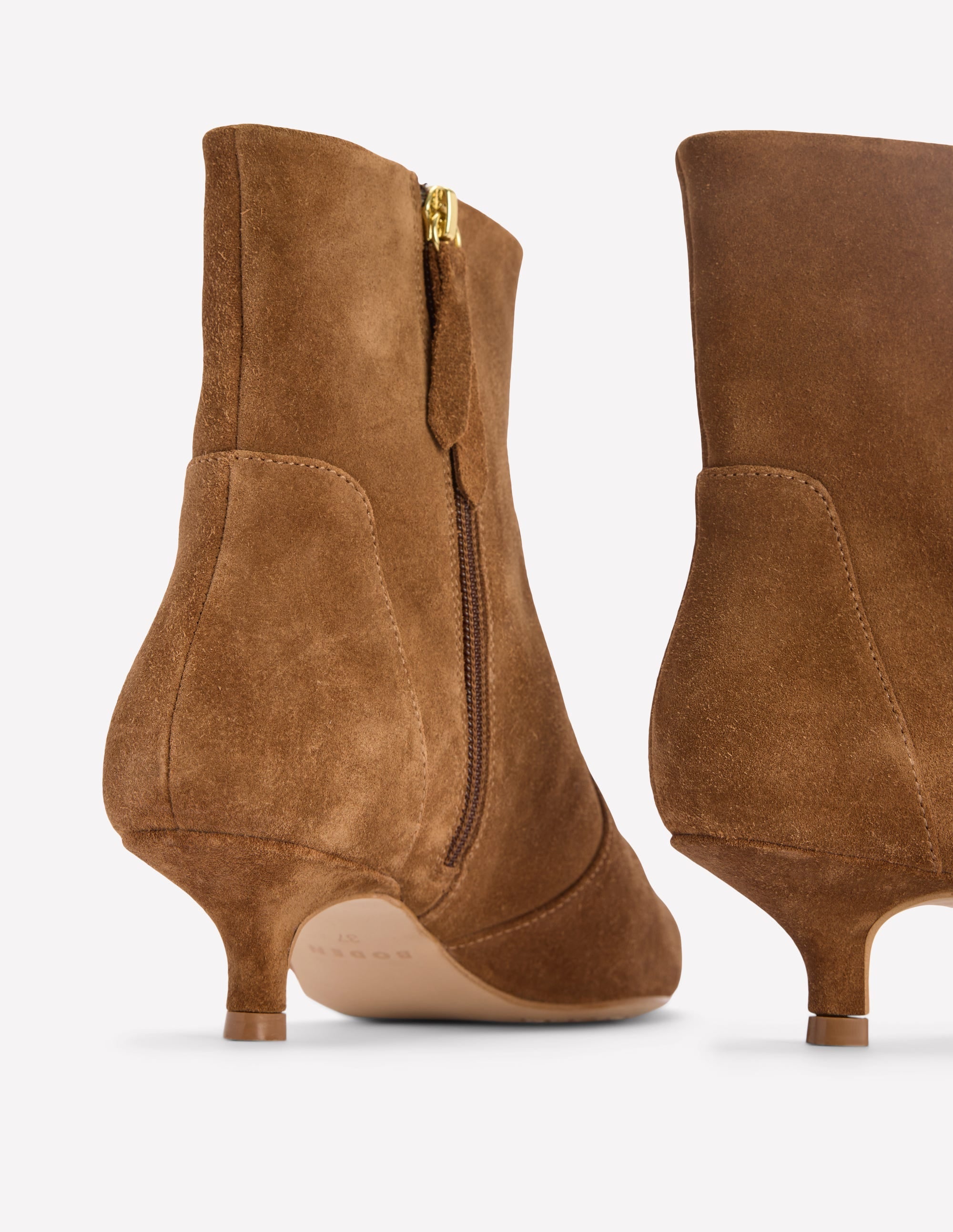 Kitten Ankle Boots-Cognac
