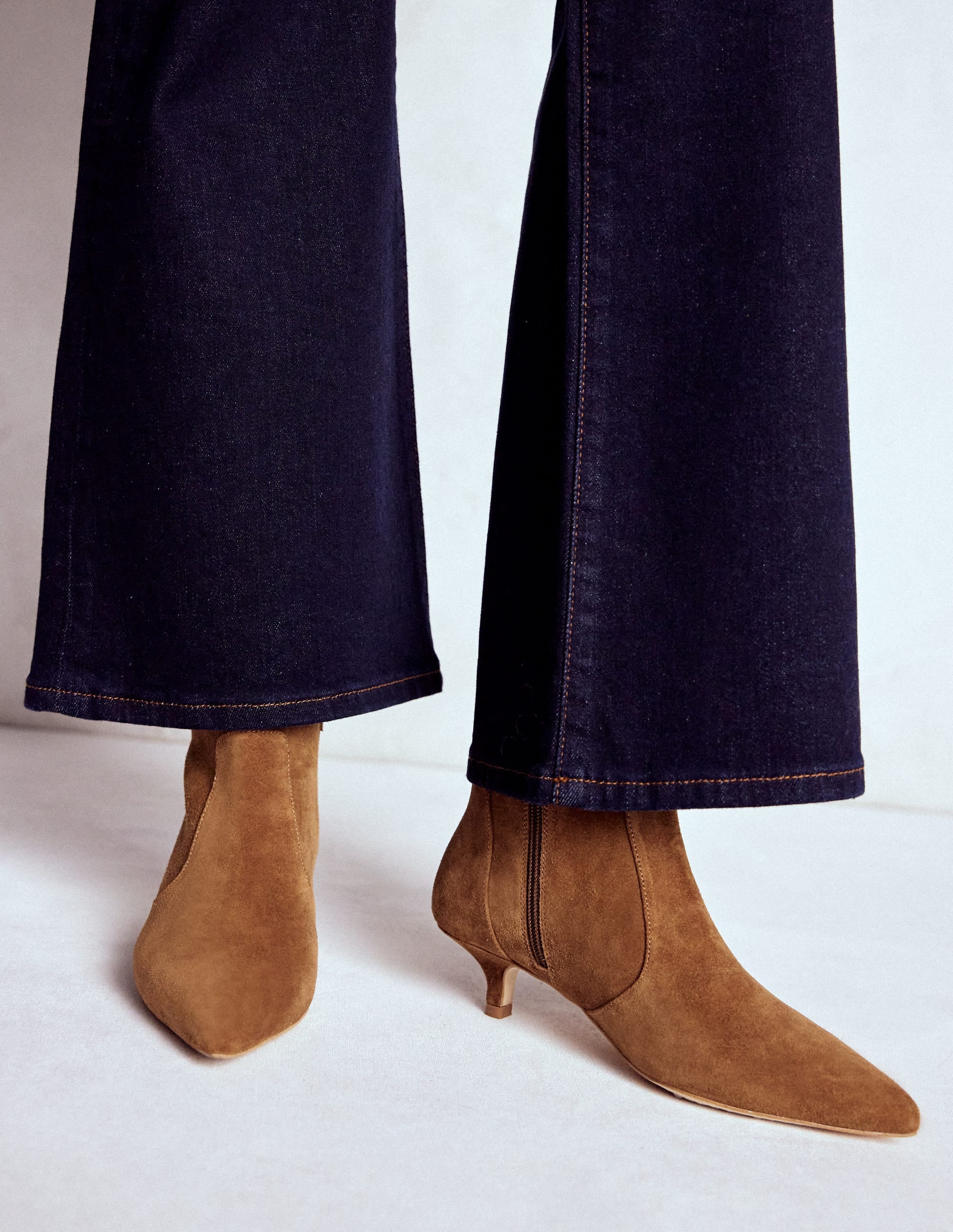 Kitten Ankle Boots-Cognac