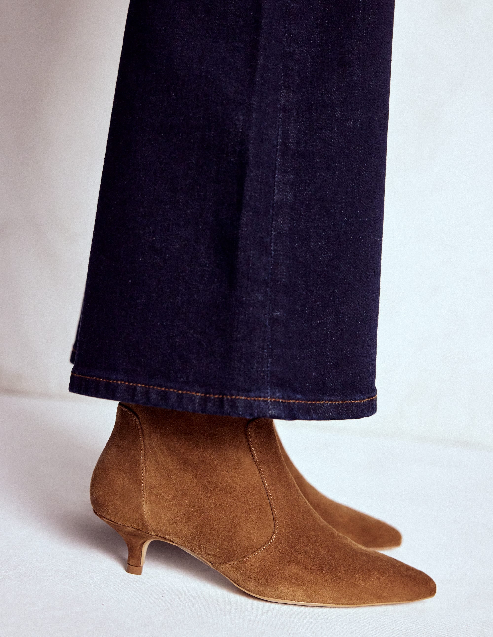 Kitten Ankle Boots-Cognac