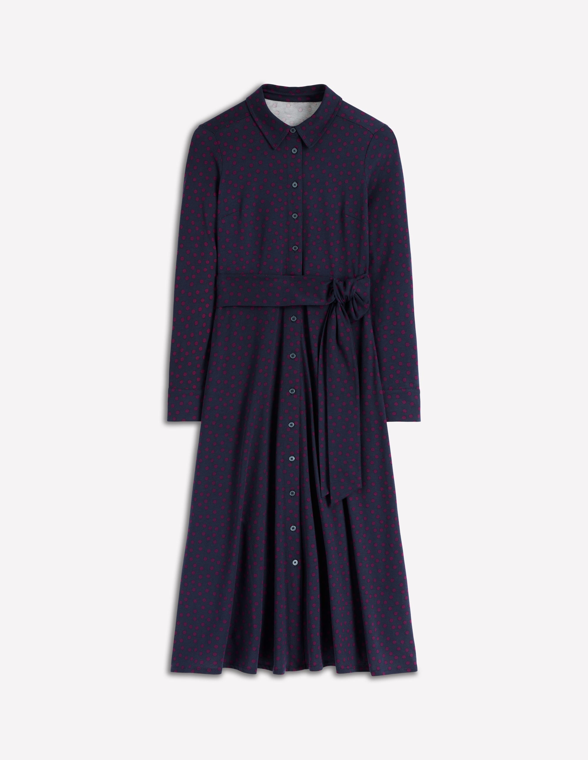 Marcia Jersey Shirt Dress-French Navy, Painted Dot