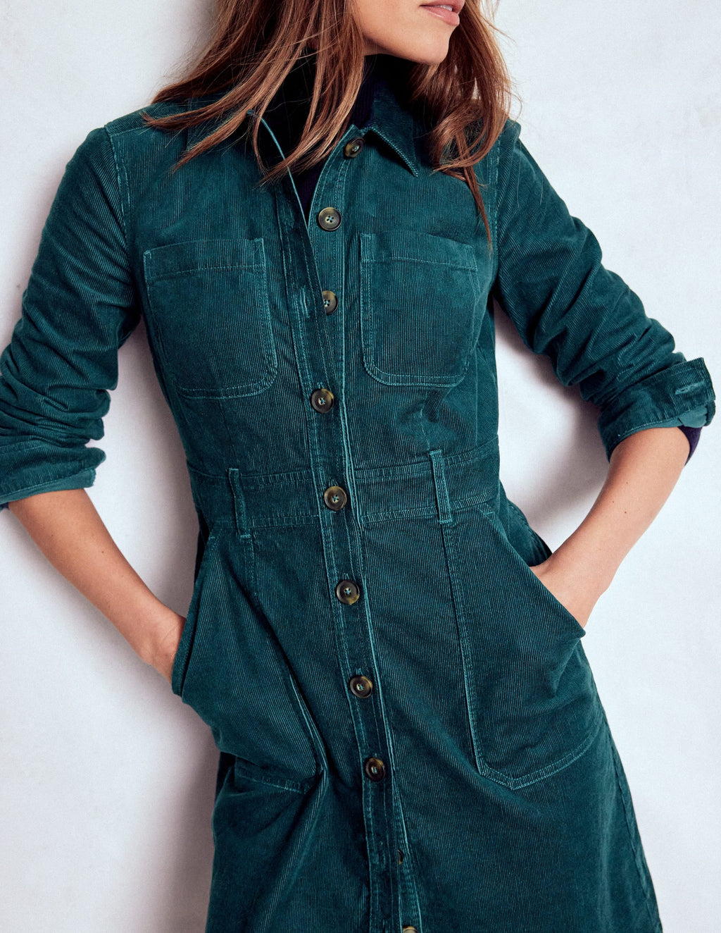 Amanda Cord Short Dress-Midnight Teal