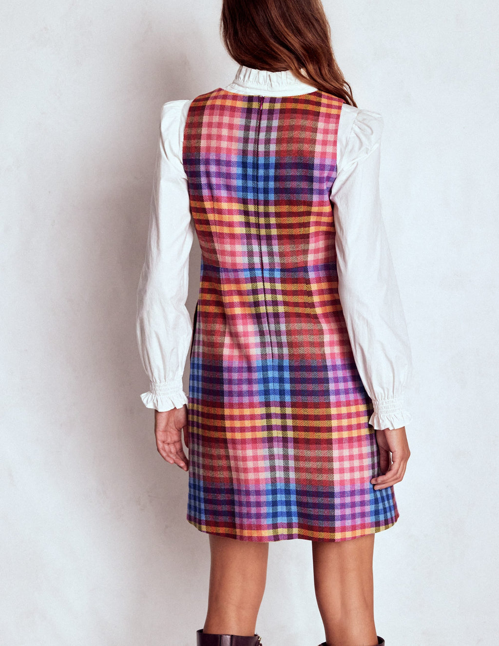 Annie Check Shift Dress-Rainbow Multigingham