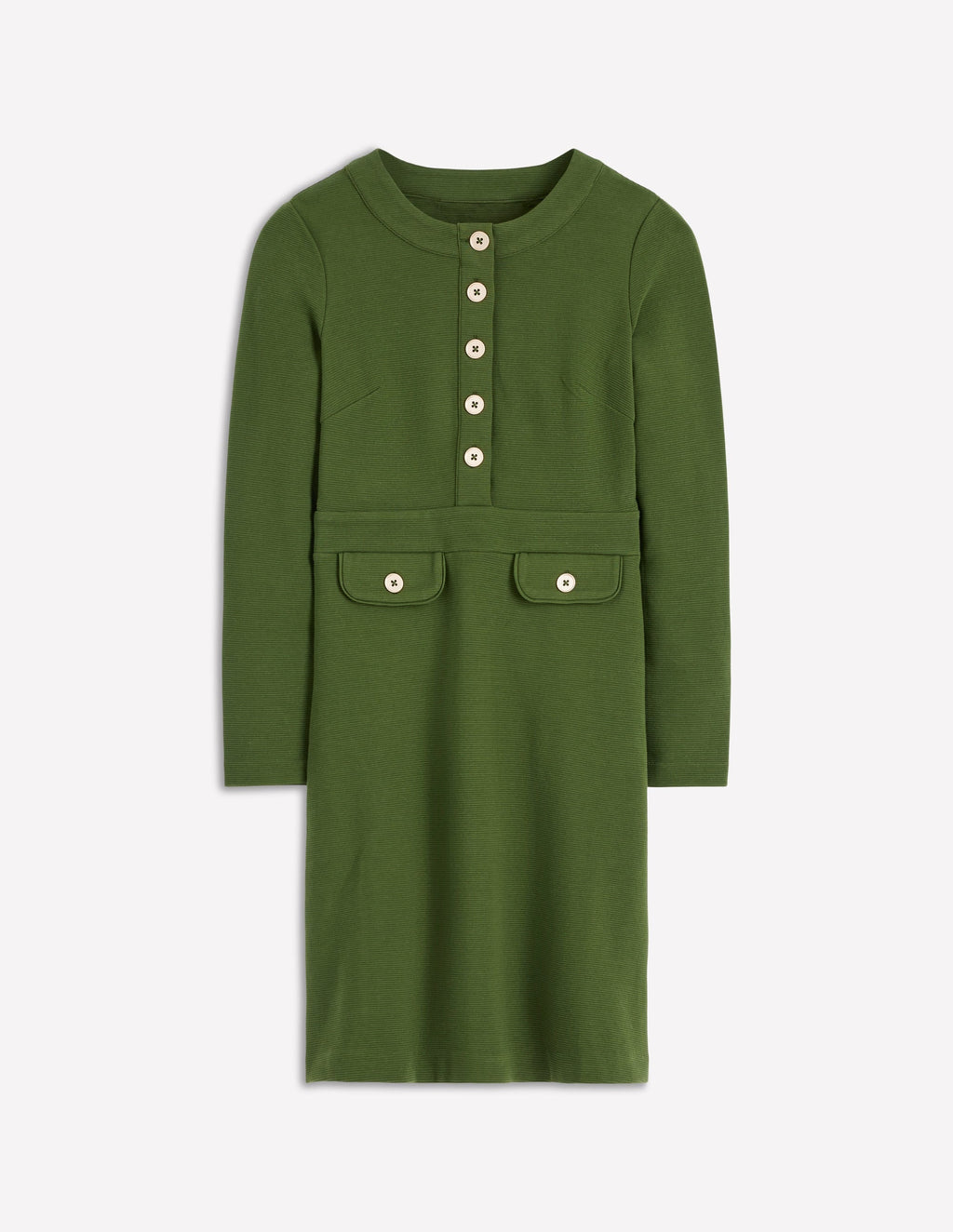 Lavinia Button Shift Dress-Douglas Fir