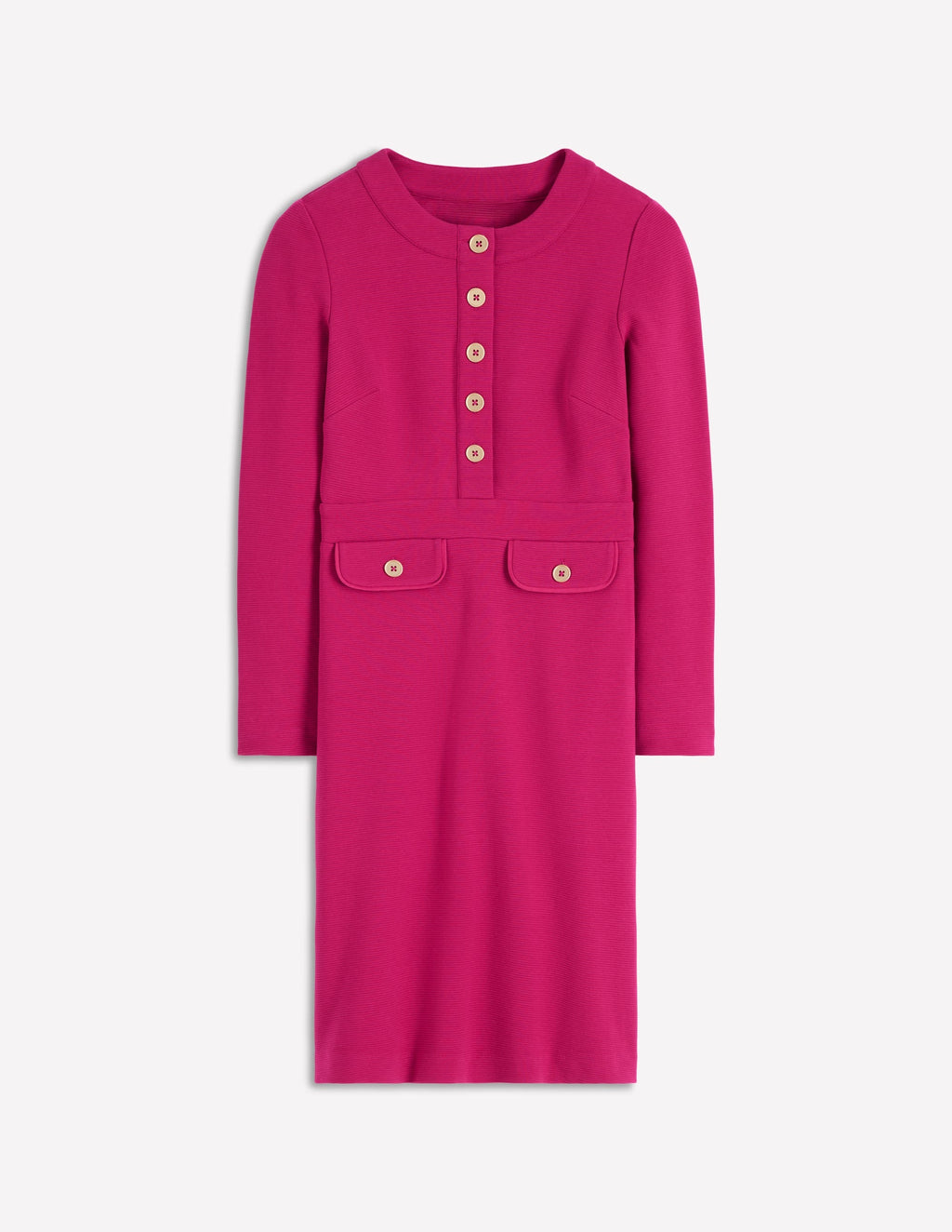 Lavinia Button Shift Dress-Vibrant Pink