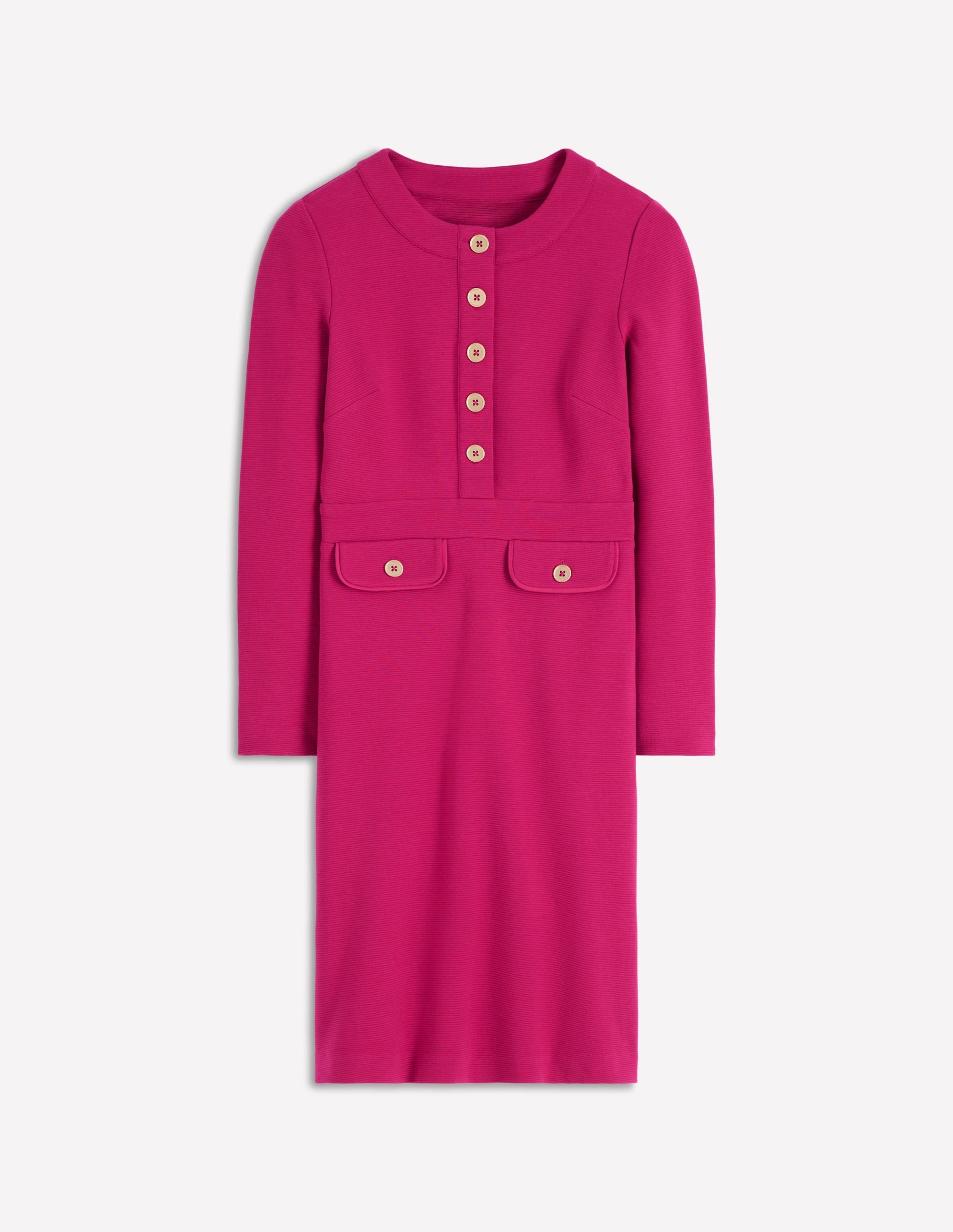 Lavinia Button Shift Dress-Vibrant Pink