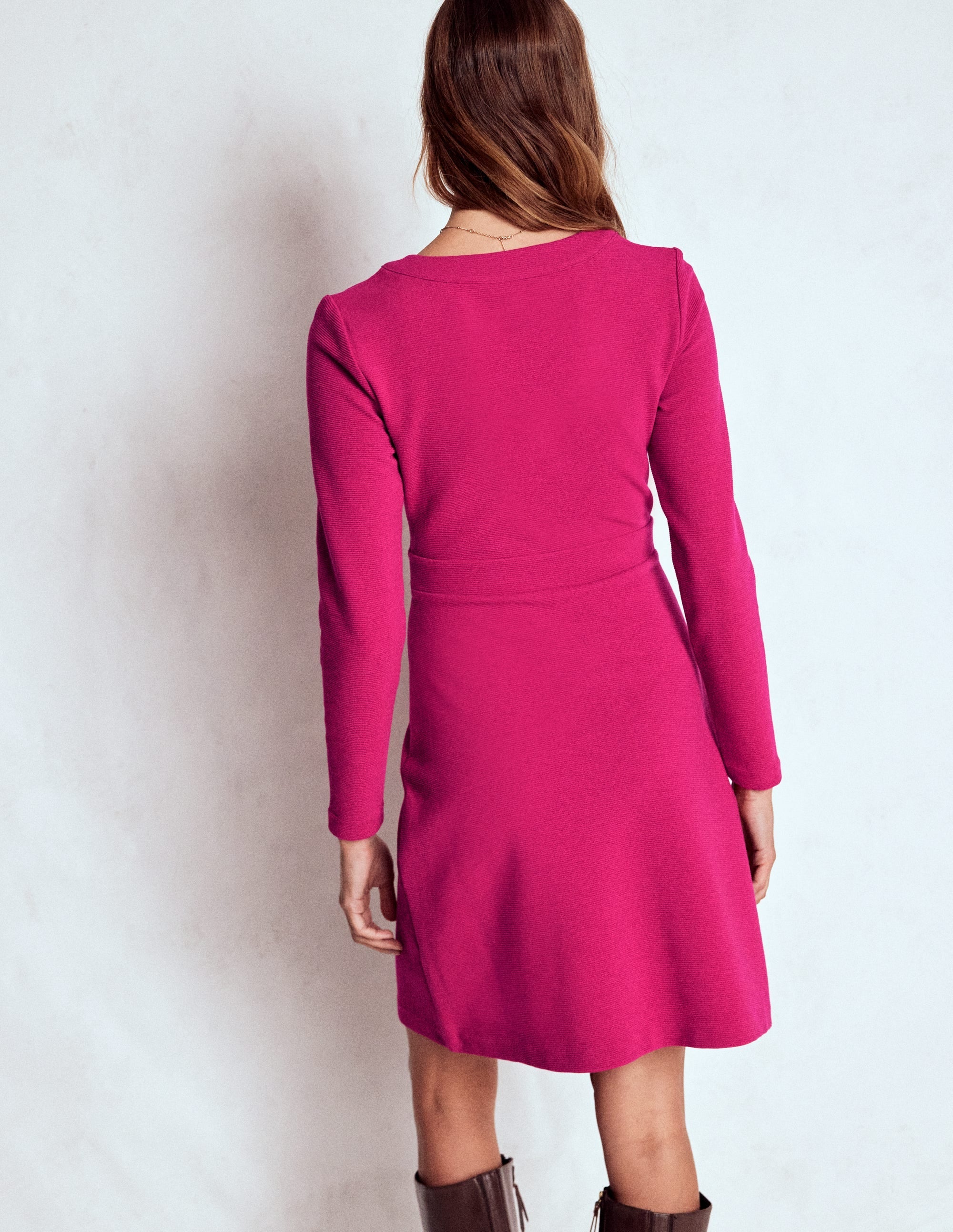 Lavinia Button Shift Dress-Vibrant Pink