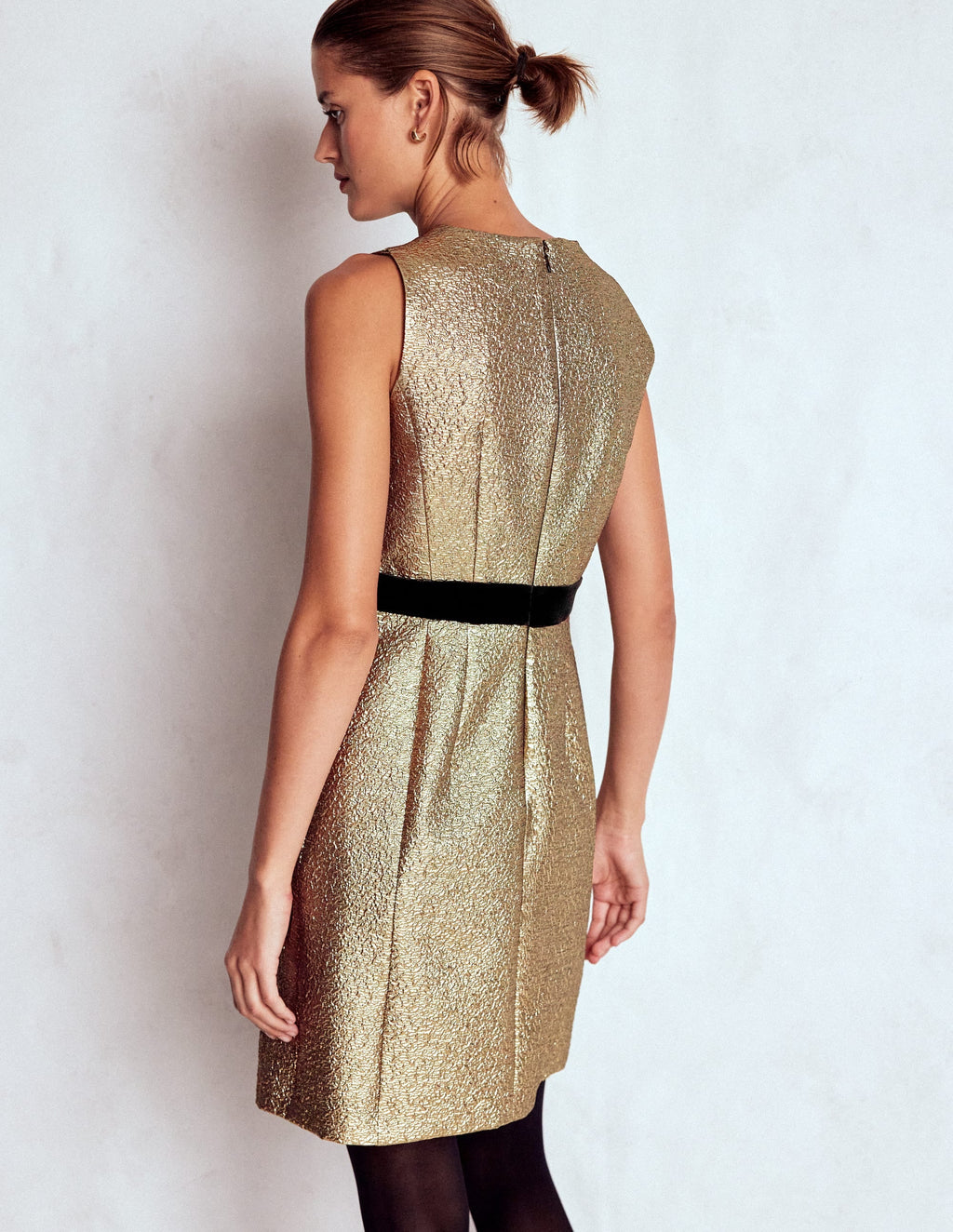 Gold Metallic Shift Dress-Gold Metallic