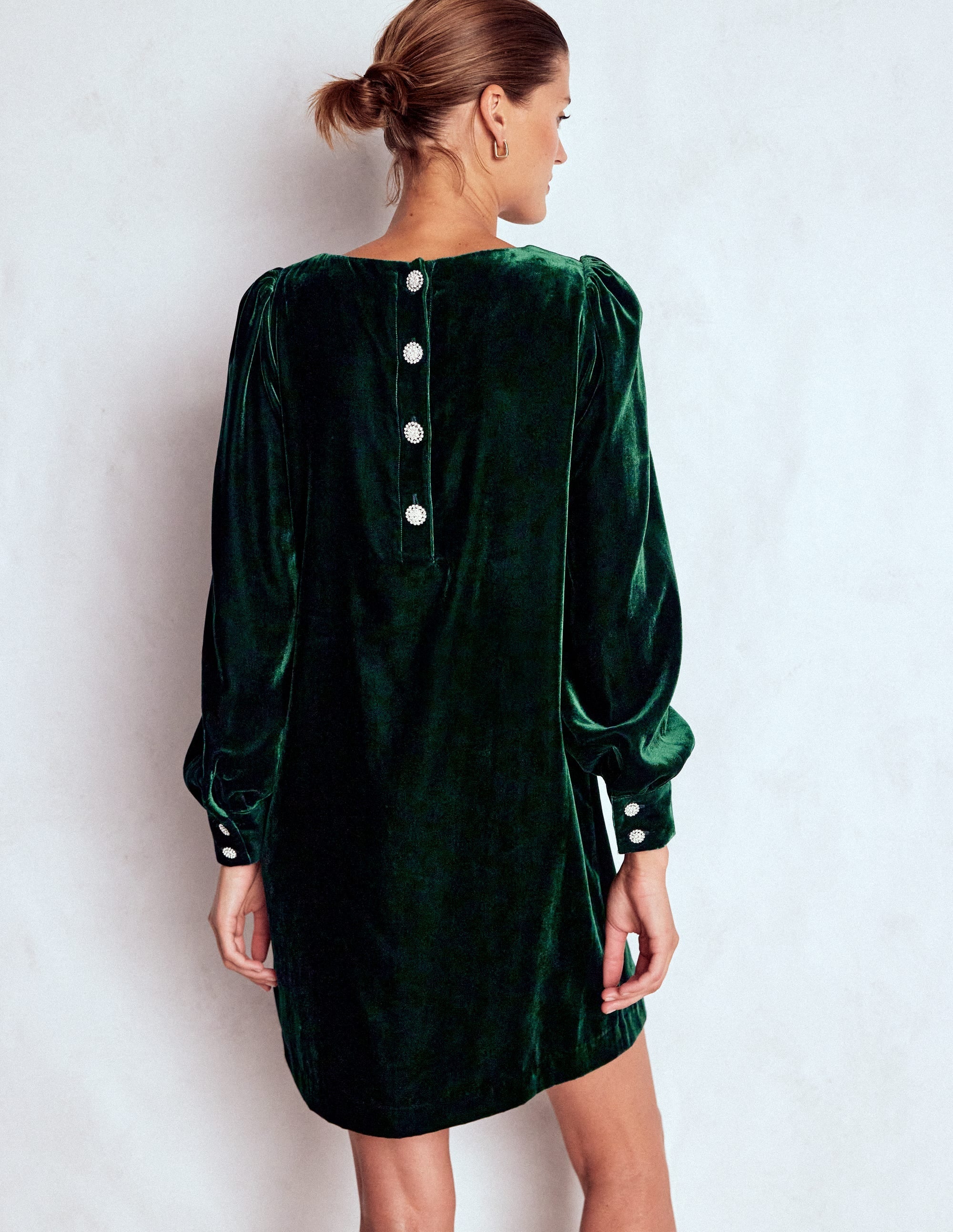 Estella Velvet Shift Dress-Emerald Night