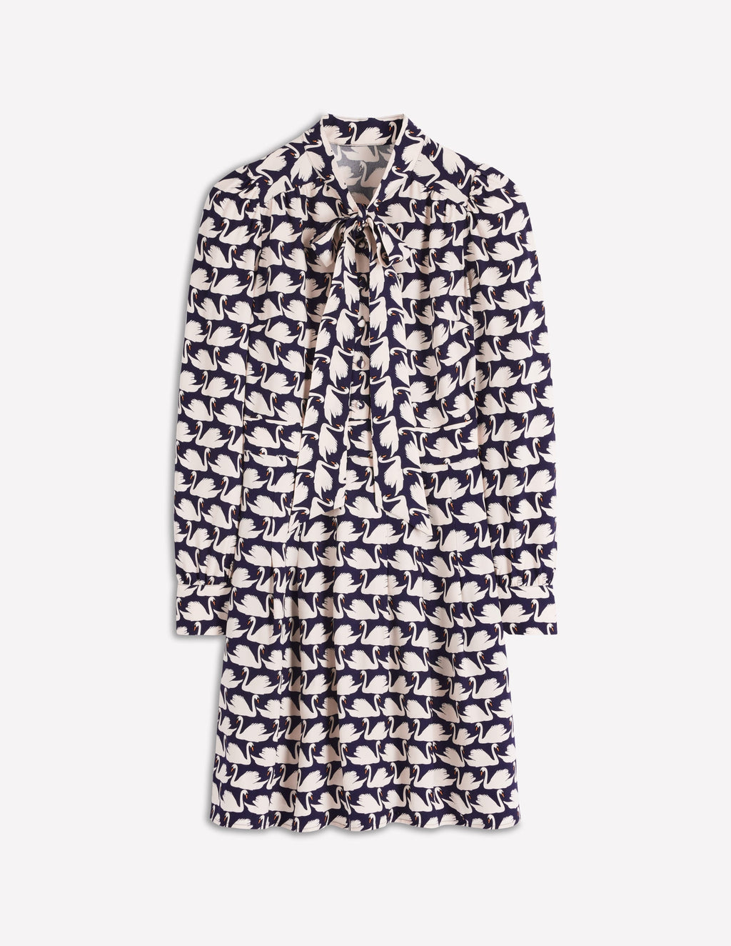 Tie Neck Short Dress-French Navy, Geo Swan