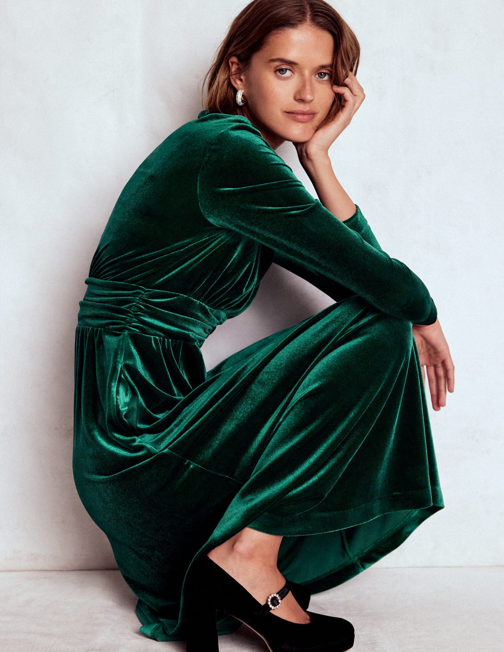 Tilda Velvet Midi Dress-Botanical Garden