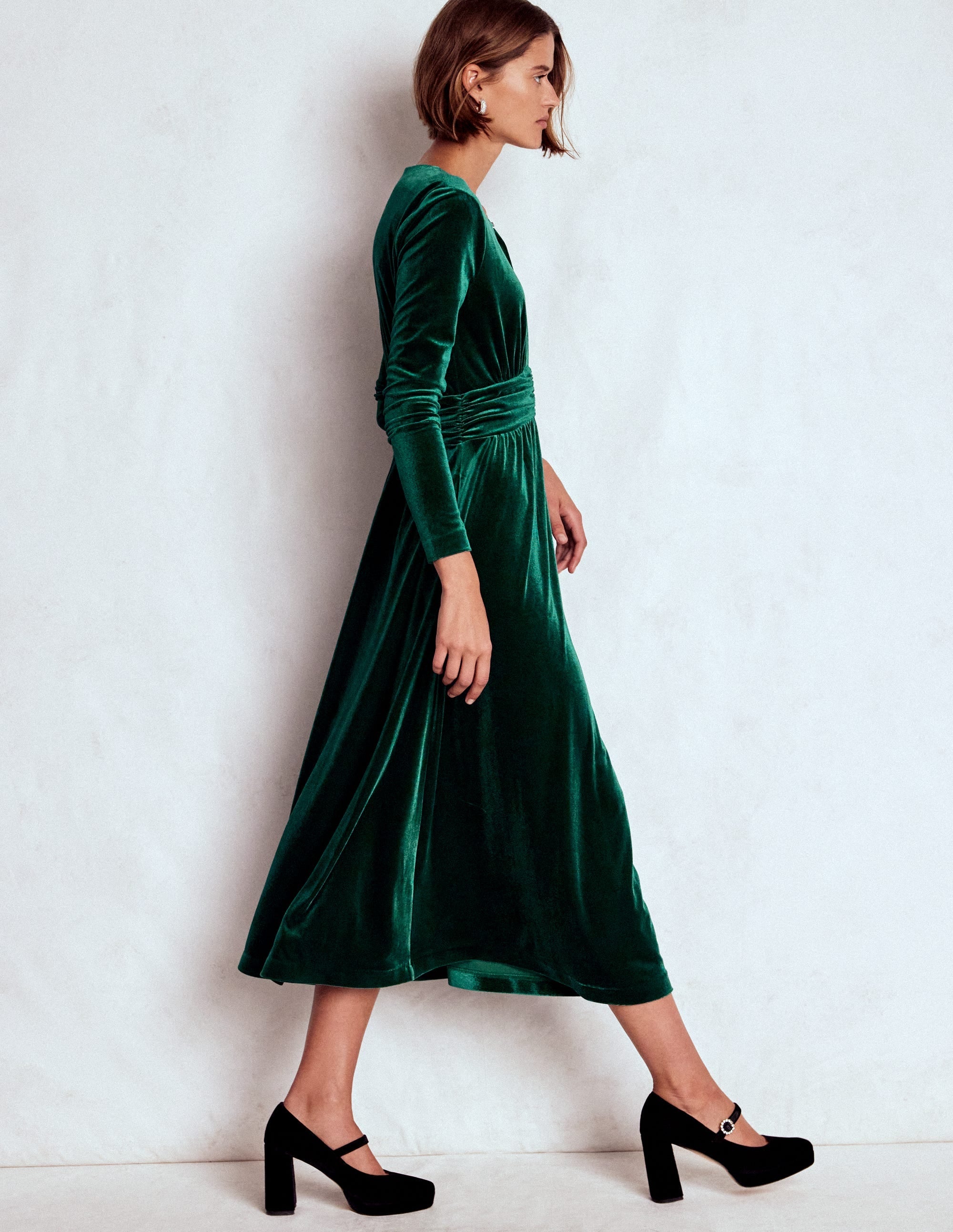 Tilda Velvet Midi Dress-Botanical Garden