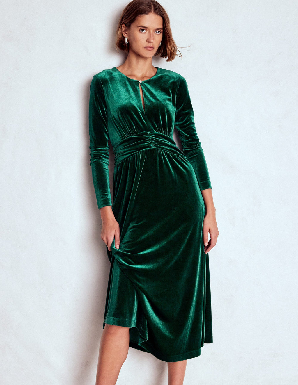 Tilda Velvet Midi Dress-Botanical Garden