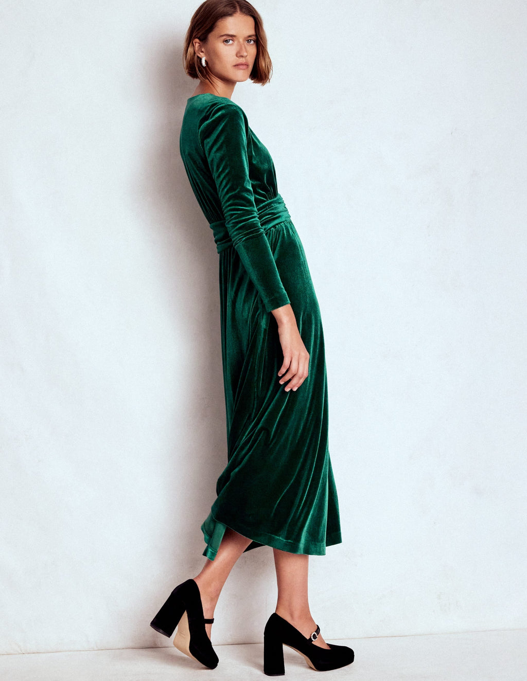 Tilda Velvet Midi Dress-Botanical Garden
