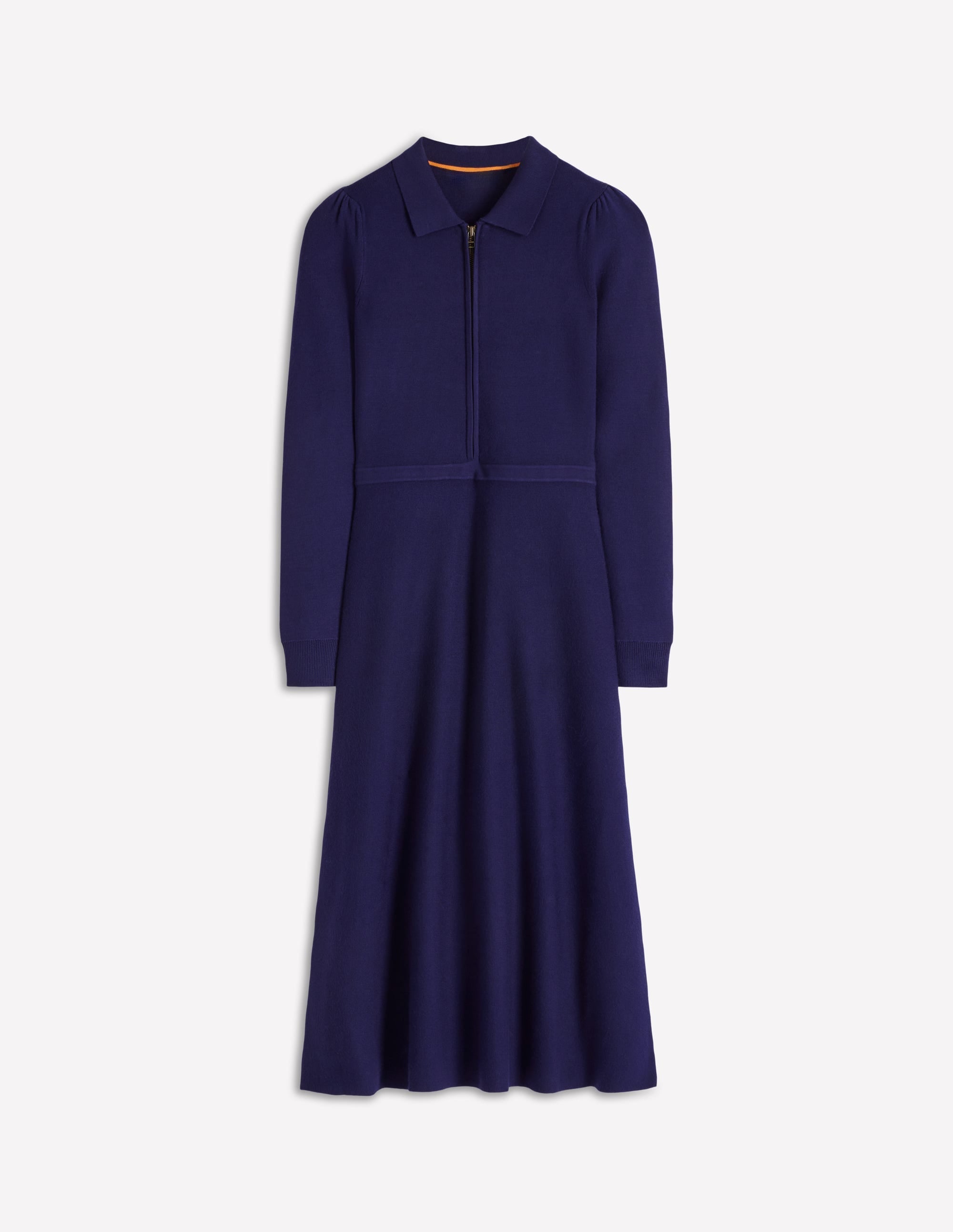 Fiona Zip Front Knitted Dress-Navy
