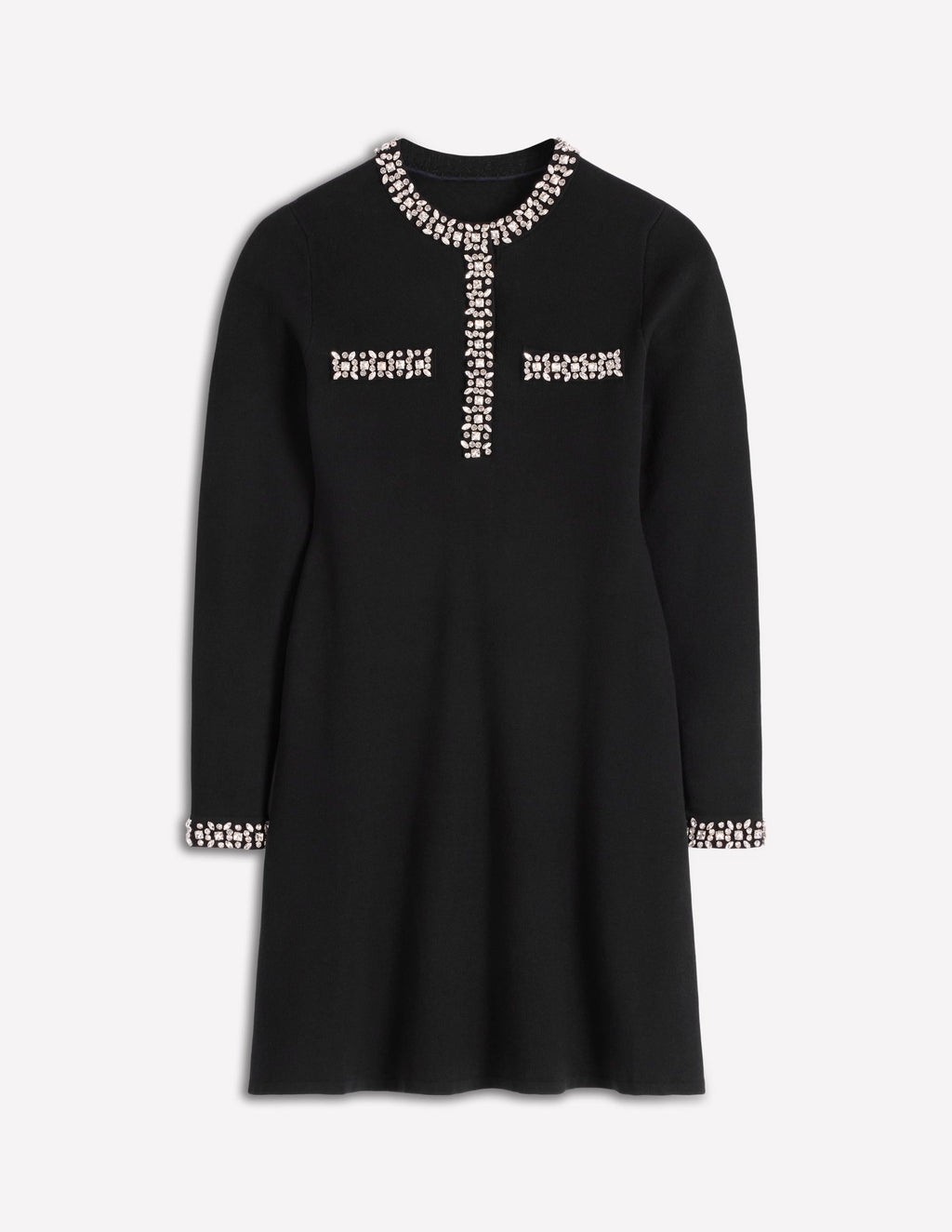 Embellished Knitted Dress-Black