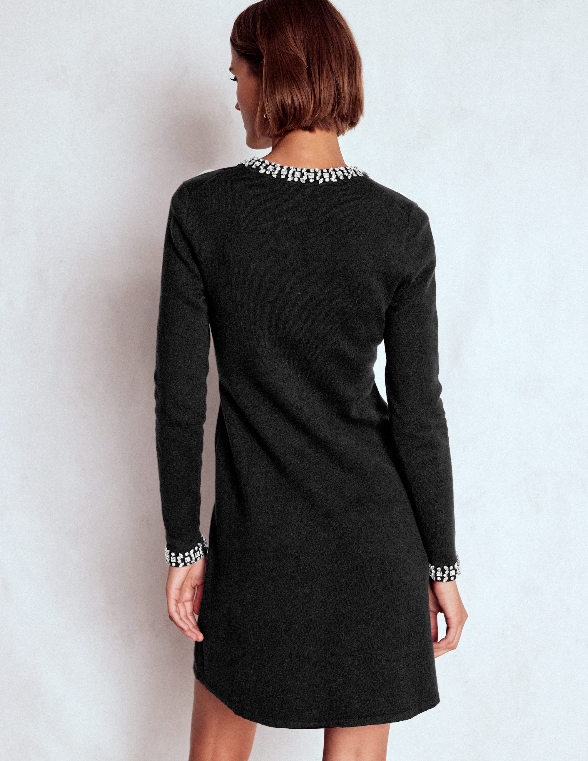 Embellished Knitted Dress-Black