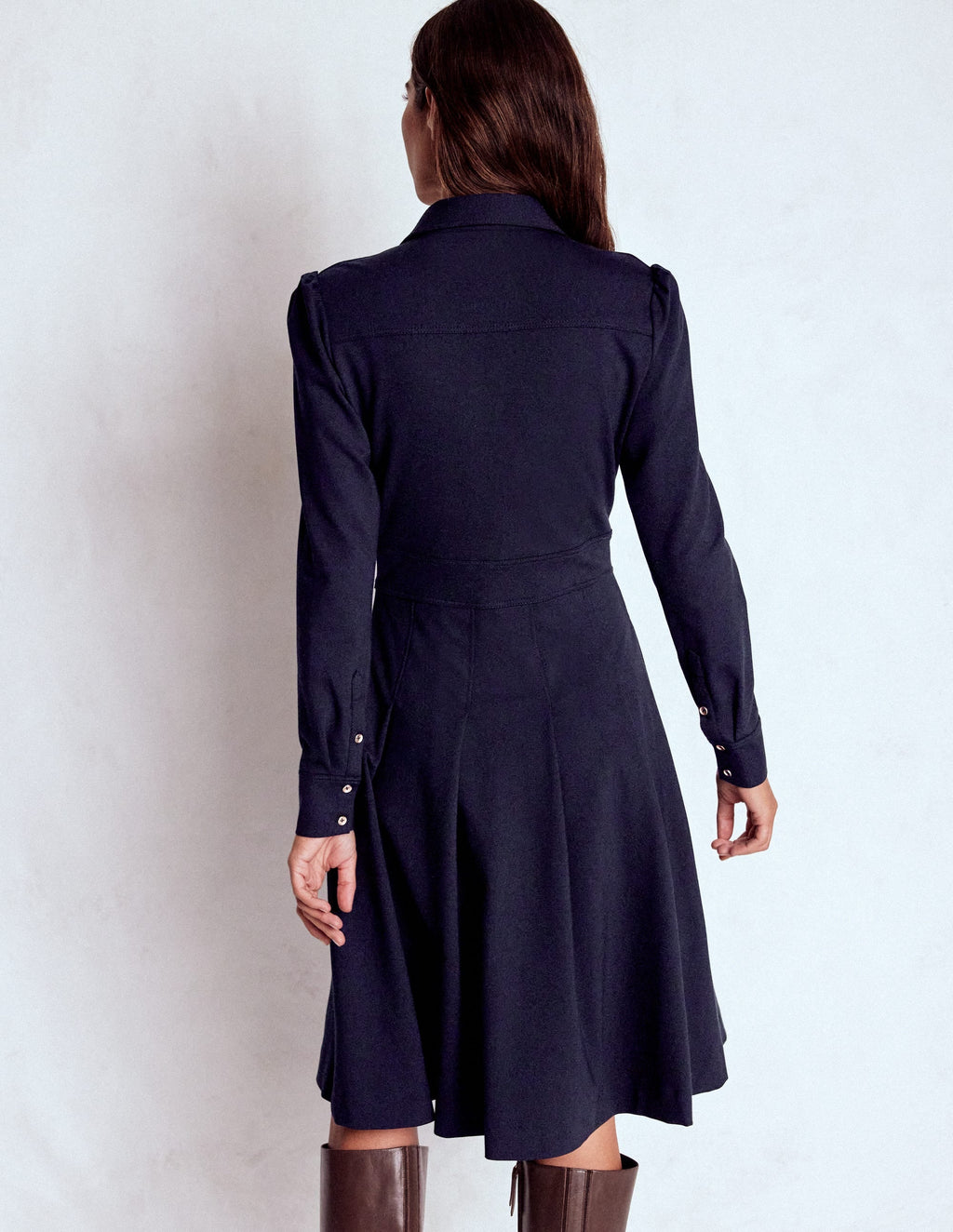 Catrin Short Ponte Shirt Dress-Navy