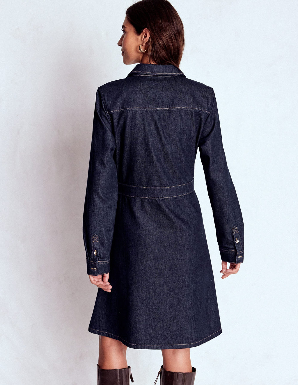 Flippy Denim Short Dress-Indigo Denim