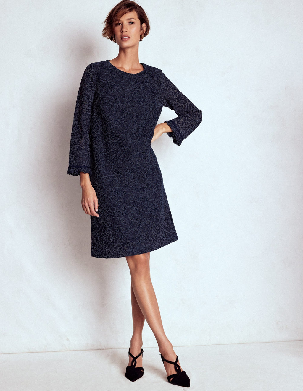 Lace Occasion Mini Dress-Navy
