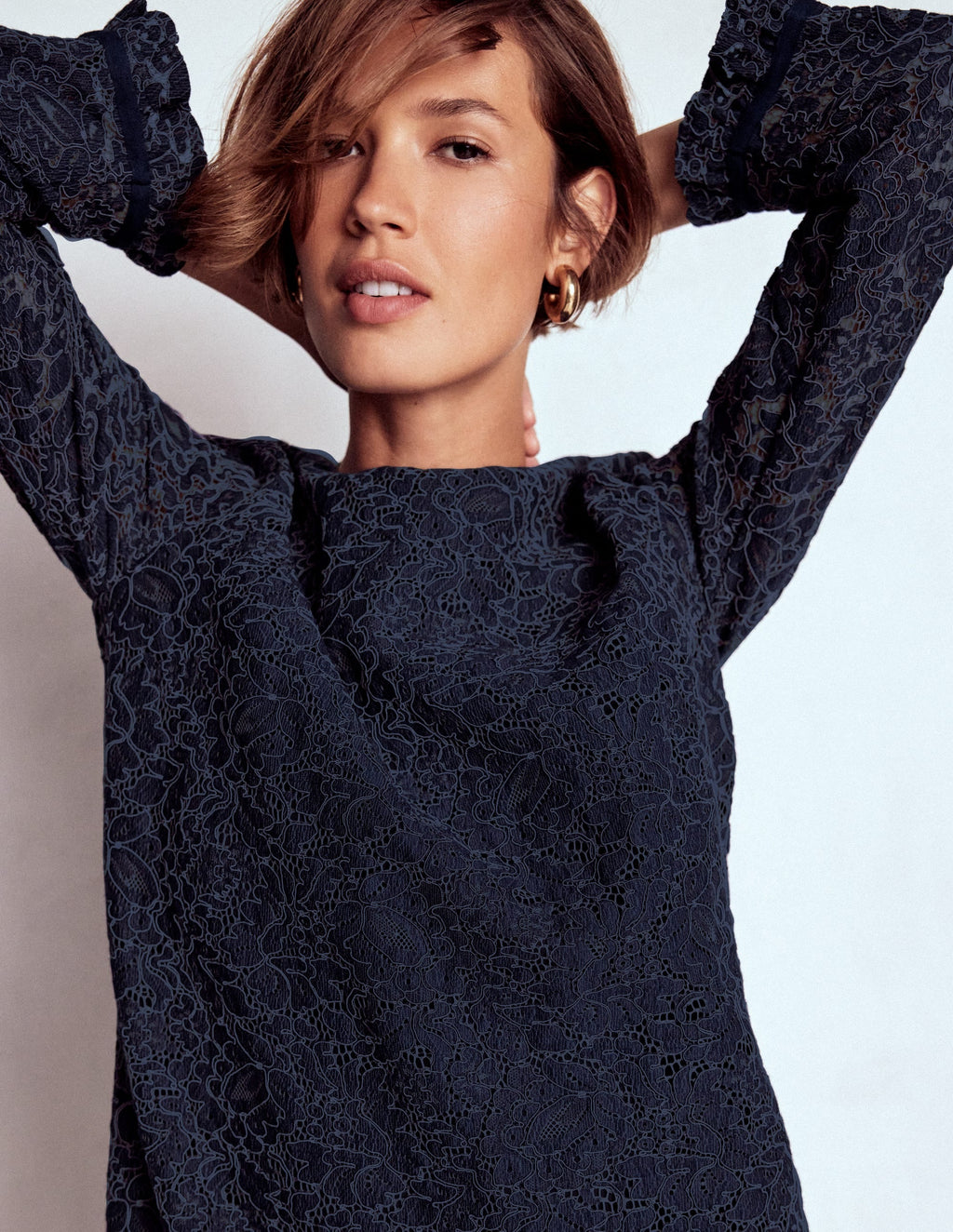 Lace Occasion Mini Dress-Navy