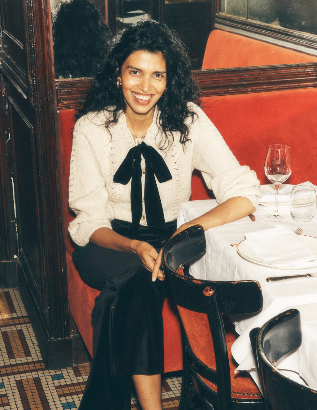 Velvet Bow Cable Cardigan-Gold Sparkle