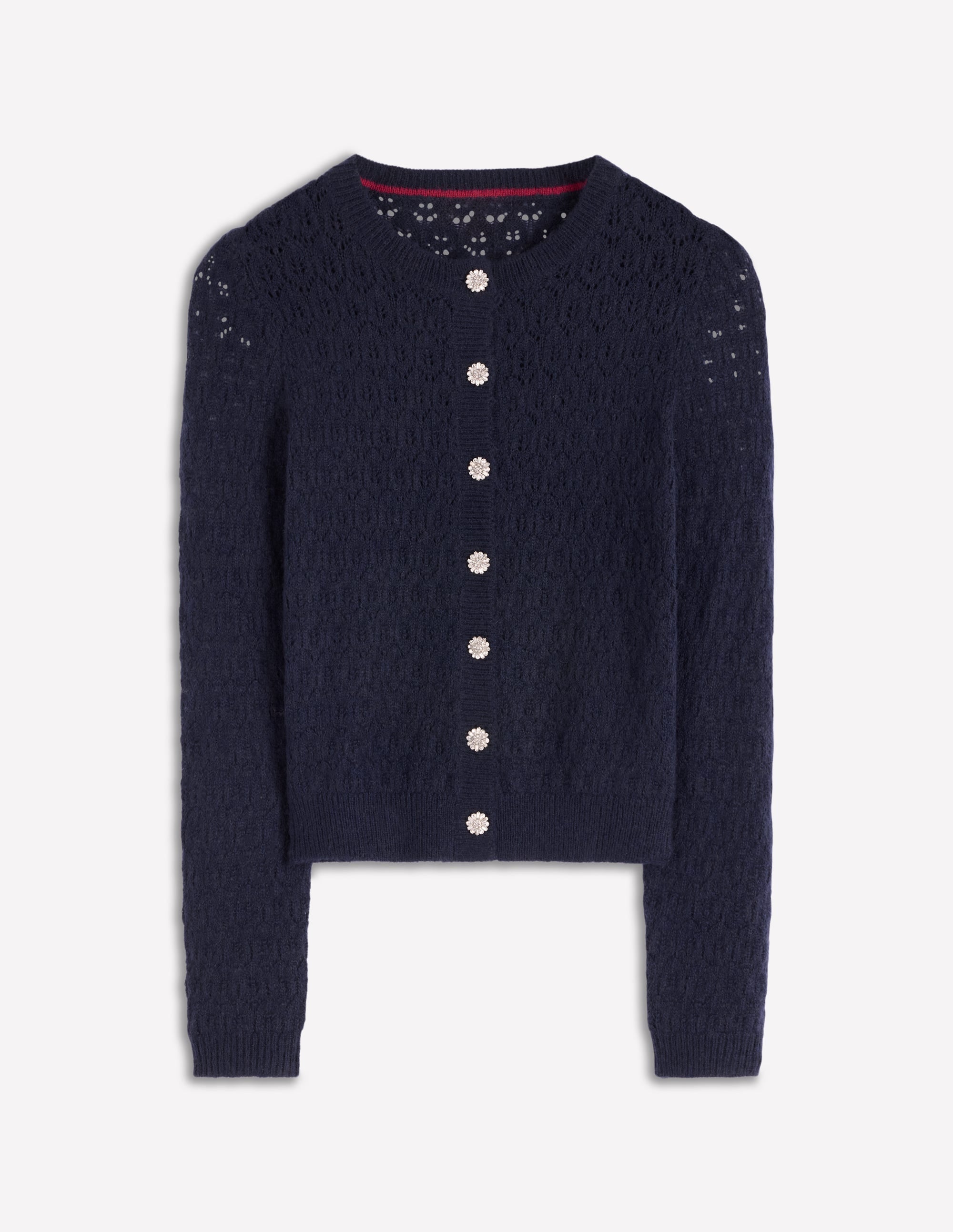 Jewel Button Cardigan-Navy